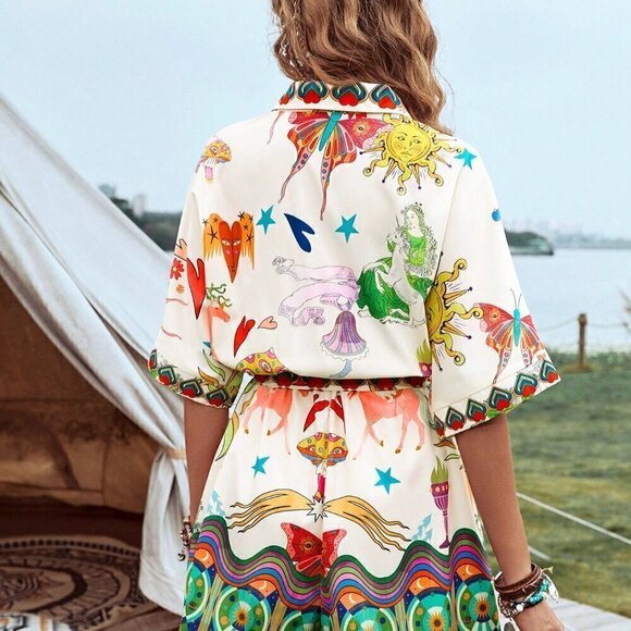 Multicolor Boho Women's Music Festival Jumpsuit - Picture 2 of 6